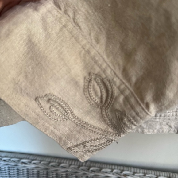 J. Jill Natural Beige Embroidered Linen Jacket xl - Picture 5 of 8